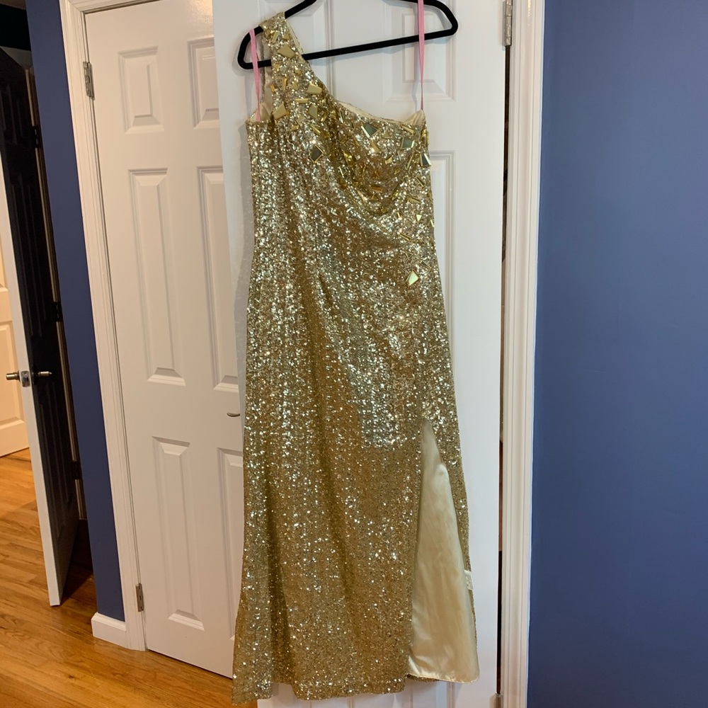Gold sequin prom & recital dress